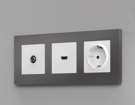 Комплект механизма TV розетки оконечной ALFA MA113010 Белый глянец 50-870 MHz 1dB QUANT