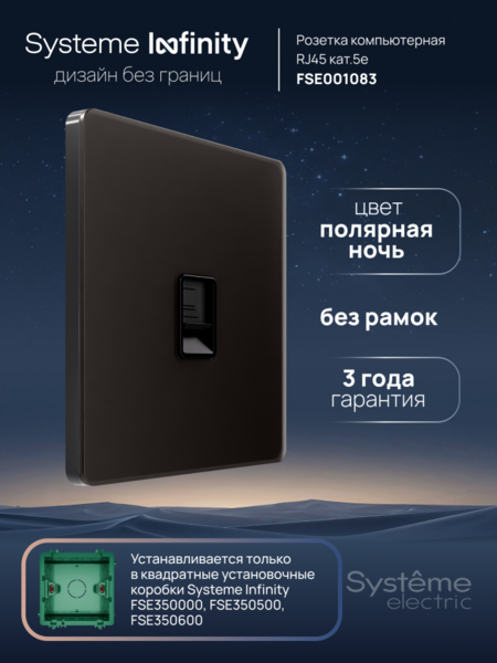 Systeme Electric Systeme Infinity Полярная ночь Розетка информационная RJ-45 кат.5e