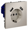 Розетка встраиваемая VOLTUM S70 с заземлением и защитными шторками, 16А, с USB, A+A, (кашемир)