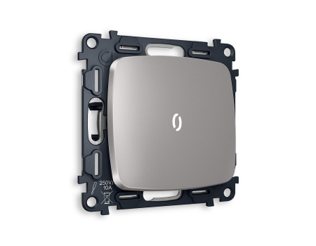 Комплект механизма 1-клавишного выключателя с подсветкой 5600K OMEGA MO502015 Сталь матовый QUANT