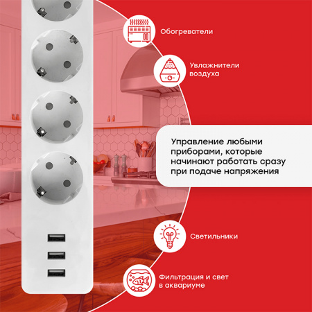 EKF PROxima Умный удлинитель Connect Wi-Fi c USB