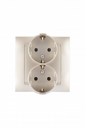 Simon 15 Шампань Розетка 2-ая с/з, 16А, 250В, винт.зажим