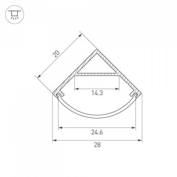 Arlight Профиль SL-KANT-H20-2000 BLACK (Алюминий)