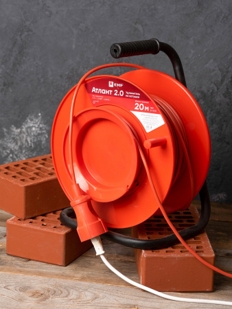 EKF PROxima Удлинитель на катушке "Атлант 2.0" 1 гнездо 20м без заземления  ПВС 2*0,75 6А/1,3кВт