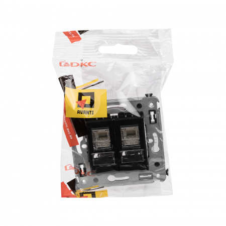 DKC Avanti Черный квадрат Компьютерная розетка RJ-45 двойная  категория 5e экранированная