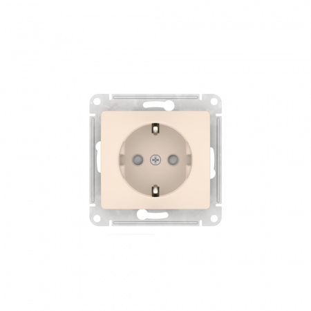 Systeme Electric Glossa Бежевый Розетка с заземлением со шторками, 16А, мех., быстрозажим. клем.