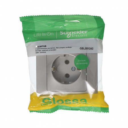 SE Glossa Платина Розетка с/з (в сборе)