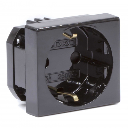 DKC Розетка силовая 2Р+Е, со шторками, «Viva», 2 мод., цвет черный