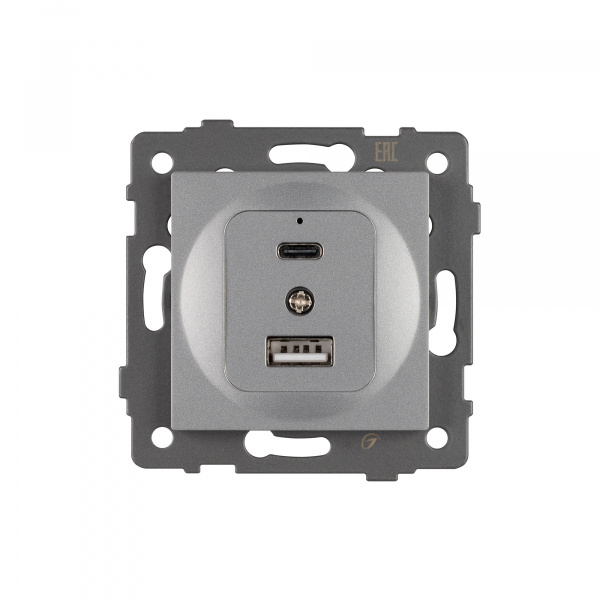 Arlight Механизм USB розетки SCT-MUAC-PL-GR-V (5V, 3A, QC4) (-)