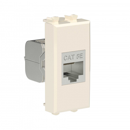 DKC Avanti Компьютерная розетка RJ-45 без шторки модульная, кат.5е экранированная, Ванильная дымка, 1 модуль