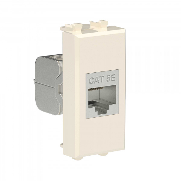 DKC Avanti Компьютерная розетка RJ-45 без шторки модульная, кат.5е экранированная, Ванильная дымка, 1 модуль