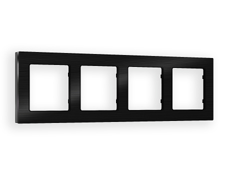 Рамка ALFA Platos (Черный Металл шлифованный) 4-ая AF550504