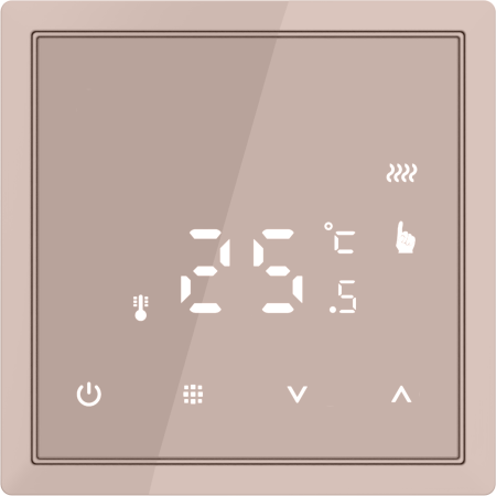 Donel Термостат электронный с датчиком пола, непрограмм.16 A, 70*70 мм, стекло кашемир, серия DTEF