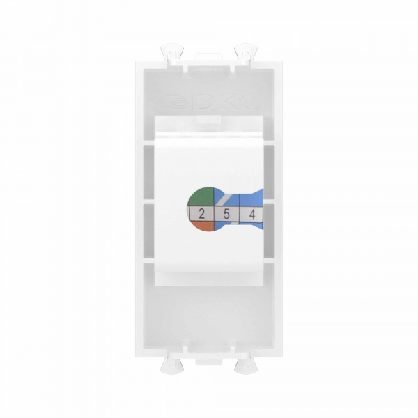 DKC Телефонная розетка RJ-12 без шторки модульная, "Avanti", "Белое облако", 1 модуль