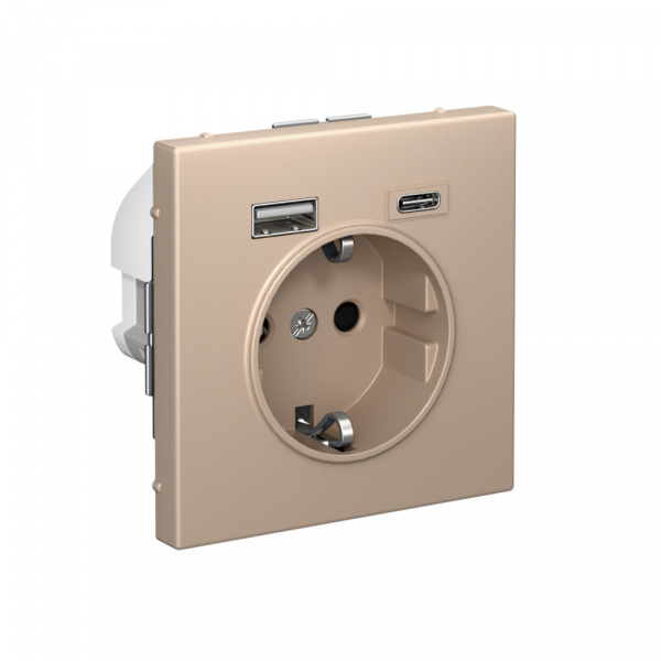 Systeme Electric ArtGallery Песочный USB Розетка A + тип-C 45Вт высокоскор.заряд. QC, PD, механизм