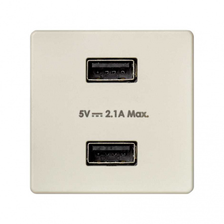 Simon 27  Слоновая костьЗарядное устройство 2xUSB 2.1А 230В~