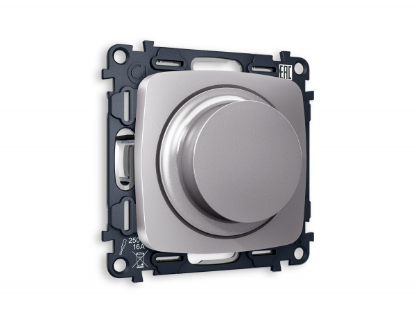 Комплект механизма светорегулятора универсального поворотно-нажимного OMEGA MO505510 Сталь матовый 25-600W/LED 5-300W QUANT