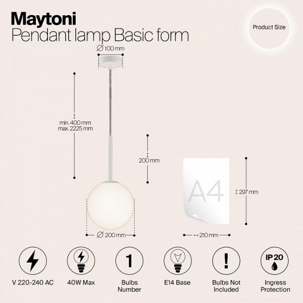 Подвесной светильник Modern MOD321PL-01W1 Maytoni Basic form