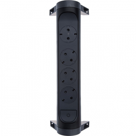 Legrand Revolution Комфорт Черный Удлинитель 4x2К+З с выкл., без кабеля, плоские розетки, фиксируемый поворотный блок