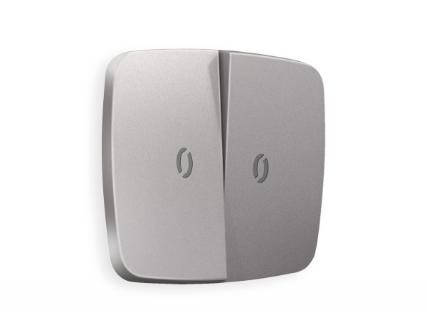 Лицевая панель OMEGA (Сталь матовый) для 2-клавишных выключателей с подсветкой QUANT OP5040