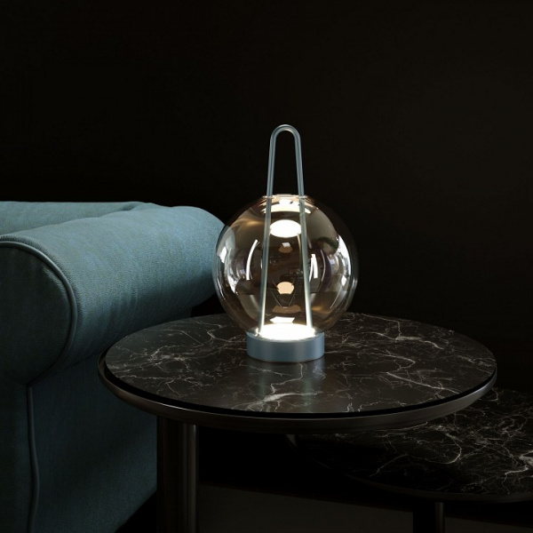 Настольный светодиодный светильник со стеклянным плафоном 80507/1 синий Eurosvet Frasco