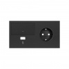 Simon 100 Черный матовый  Кит 2 поста, фронт. Накладка на 1 розетку Schuko (справа) + 1 з/у USB SC + 1 клавиша выключателя