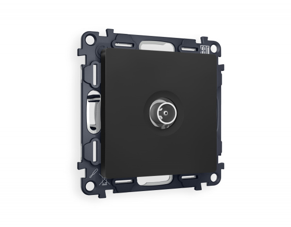 Комплект механизма TV розетки проходной ALFA MA813030 Черный матовый 5-1000 MHz 4dB QUANT