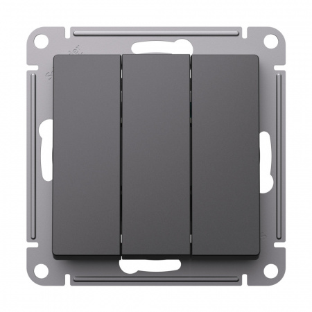 Systeme Electric AtlasDesign Базальт Выключатель 3-клавишный, сх.1+1+1, 10АХ, механизм