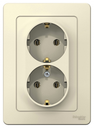 SE Blanca внутр Молочная Розетка 2-ая с/з без шторок, 16А, 250В