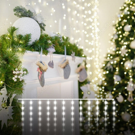 Гирлянда занавес 'роса' теплый белый 2*2,6М IP20 200-006 Eurosvet 200-006