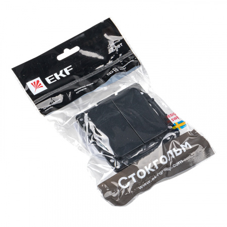 EKF PROxima Стокгольм Черный Выключатель 2-кл, 10А