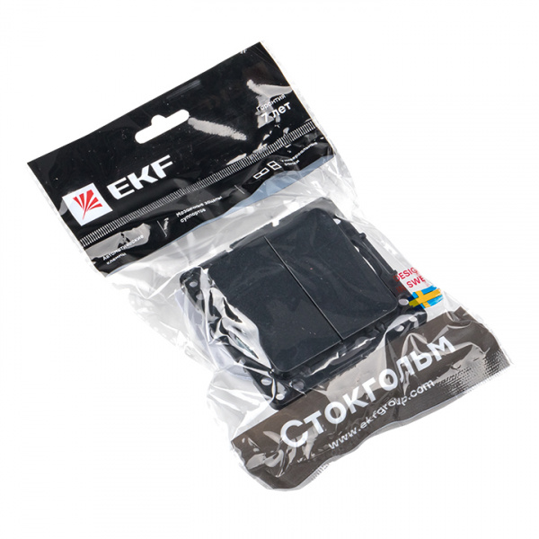 EKF PROxima Стокгольм Черный Выключатель 2-кл, 10А