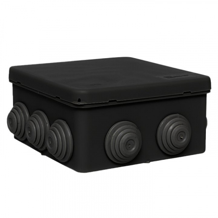 EKF Коробка распределительная КМР-030-014 с крышкой (100х100х50), 10 мембр. вводов чёрная IP55