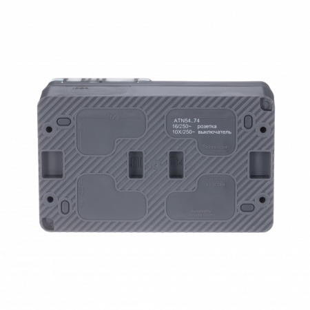 SE AtlasDesign Profi54 Наруж Антрацит Блок: Розетка с/з со шт. + выключатель 2-клавишный 10А