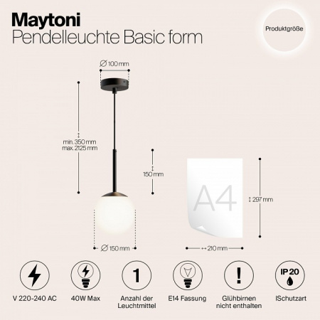 Подвесной светильник Modern MOD321PL-01B Maytoni Basic form