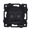 Розетка двойная Ethernet RJ45 Cat.6, черный матовый Kollinger REA-019BM для Aspekt, Eleganz, Reflex