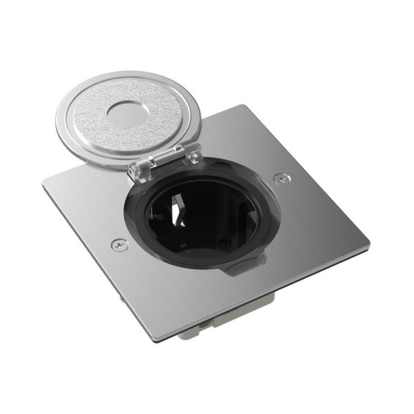 Лючок Surface 2 мод. (1 мод. 45х45 мм.), круглая крышка, полированное серебро, IP44