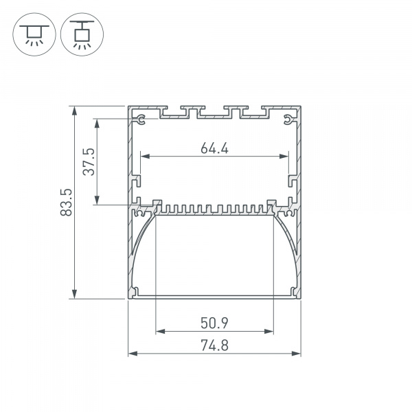 Профиль Arlight ARH-Power-W75-2000 Anod 036349