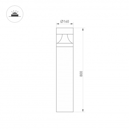 Светильник LGD-LANDMARK-BOLL-H800-20W Warm3500-MIX (GR, 300 deg, 230V) (Arlight, IP65 Металл, 5 лет)