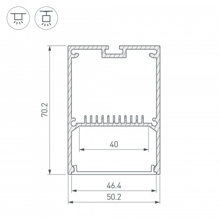 Arlight Профиль ARH-LINE-5070-2000 ANOD (Алюминий)