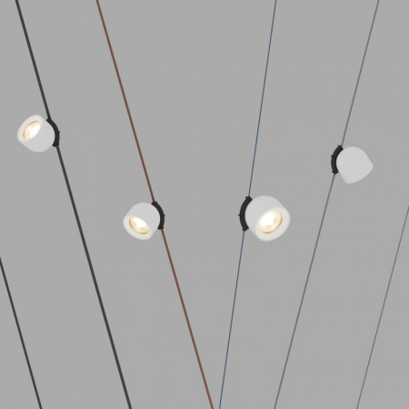 DK5541-WH+BK Поворотный светильник для трека-ремня Belty, серия Spot, со светодиодом, D100*H107мм, 48V DC, 12W, RA90, 38°, 3000K, IP20, белый с черным, алюминий