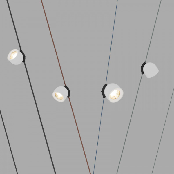 DK5541-WH+BK Поворотный светильник для трека-ремня Belty, серия Spot, со светодиодом, D100*H107мм, 48V DC, 12W, RA90, 38°, 3000K, IP20, белый с черным, алюминий