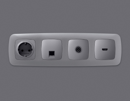 Лицевая панель OMEGA (Сталь матовый) для HDMI розетки QUANT OP5140