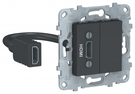 SE Unica New Антрацит Розетка HDMI