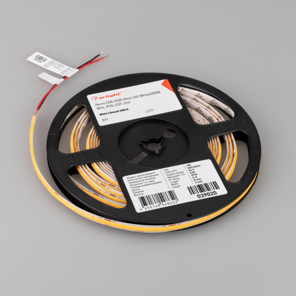 Arlight Лента COB-X320-8mm 24V White6000(8 W/m, IP20, CSP, 5m) (-)