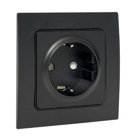 EKF PROxima Стокгольм Черный Розетка с/з, со шторками, 16А ,винт.клеммы