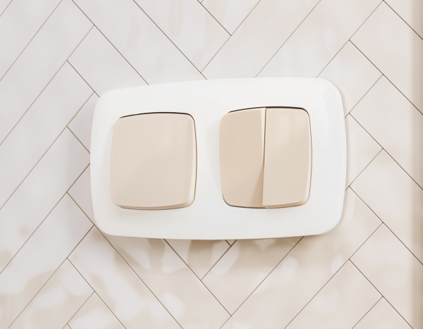 Лицевая панель OMEGA (Бежевый глянец) для 2-клавишных выключателей QUANT OP3030