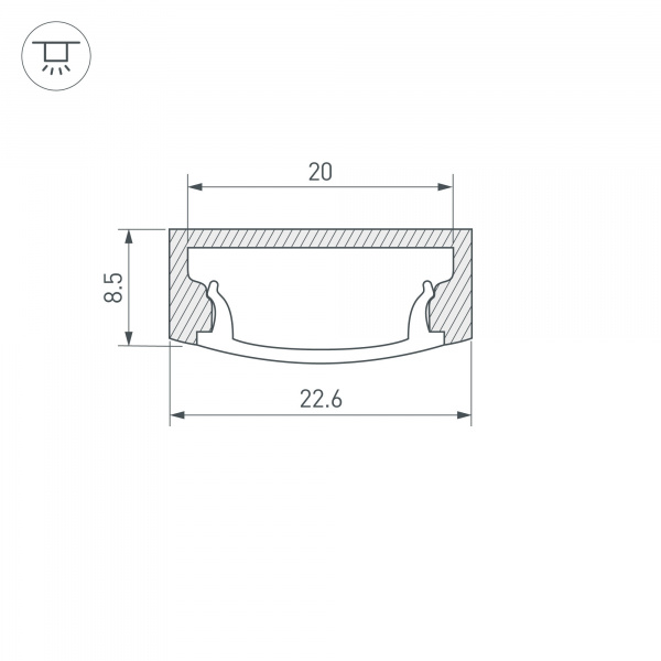 Профиль с рассеивателем Arlight ALU-WIDE-H8-2000 ANOD+FROST 014852