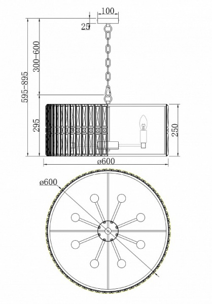 Подвесной светильник Neoclassic MOD094PL-08CH Maytoni Facet