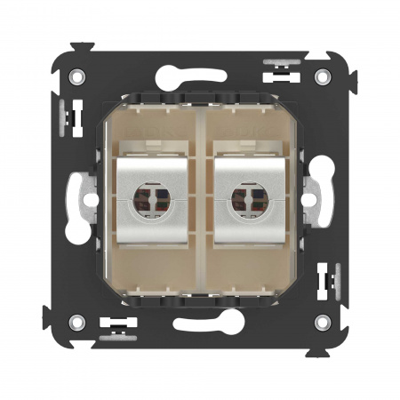 DKC Avanti Компьютерная розетка RJ-45 без шторки в стену, кат.5e двойная экранированная, Ванильная дымка